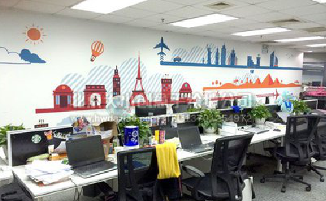  万安教你设计办公室墙绘的方法。