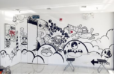  万安手绘墙并非传统涂鸦。